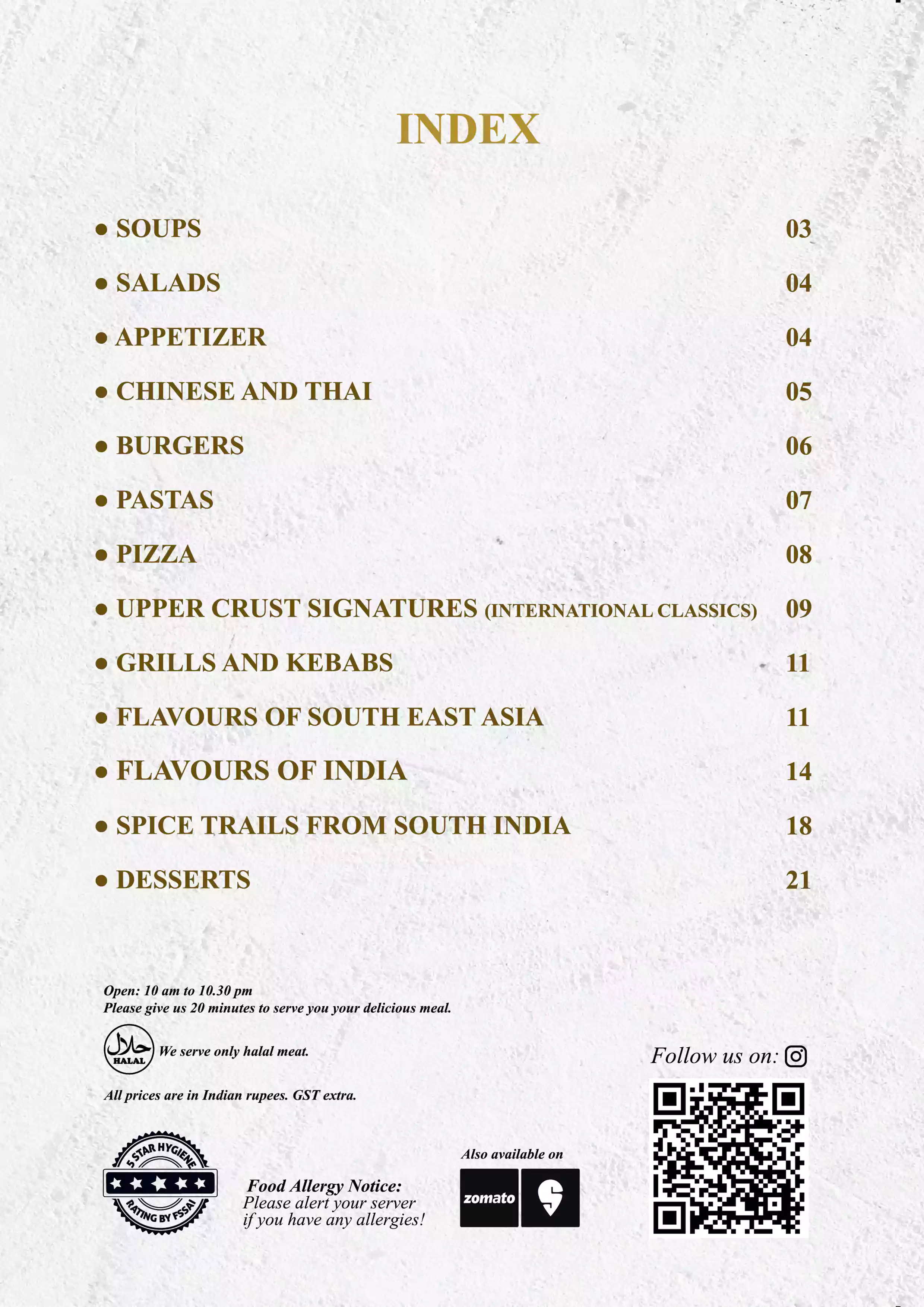 UpperCrust menu